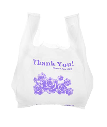 EcoQuality Plastic White Flower T-Shirt Bags 400ct, 1/6 Shopping Bags, Medium Size, Reusable Carry Out Bags (22 x 12 x 8 inches)