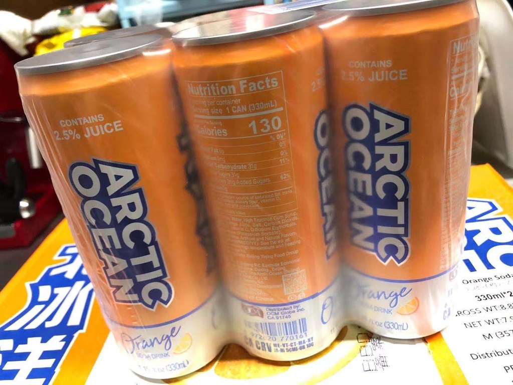 ARCTIC OCEAN Orange Flavored Soda 330ml /6x4 Tin